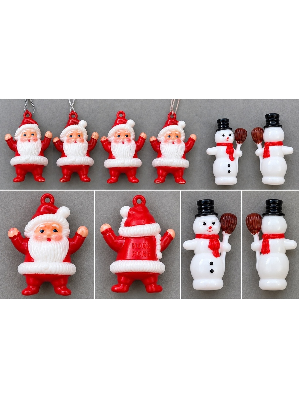 Vintage Hong Kong Christmas Package Toppers Santa & Snowman Lot of 6